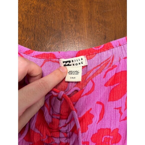 Billabong Hibiscus Red and Purple Floral Beach Cover Up Dress - Picture 3 of 6
